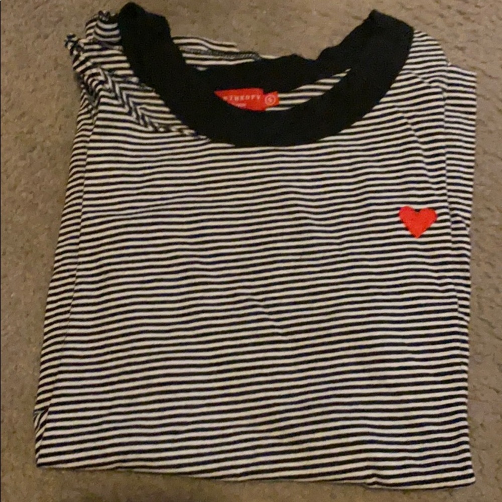 n:Philanthropy striped tee with red heart small